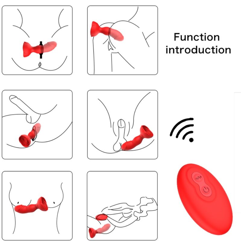 ARMONY - EXTREME A BLOOM ROSE VIBRATOR & ANAL PLUG REMOTE CONTROL RED - NOCTURNA DESIRES