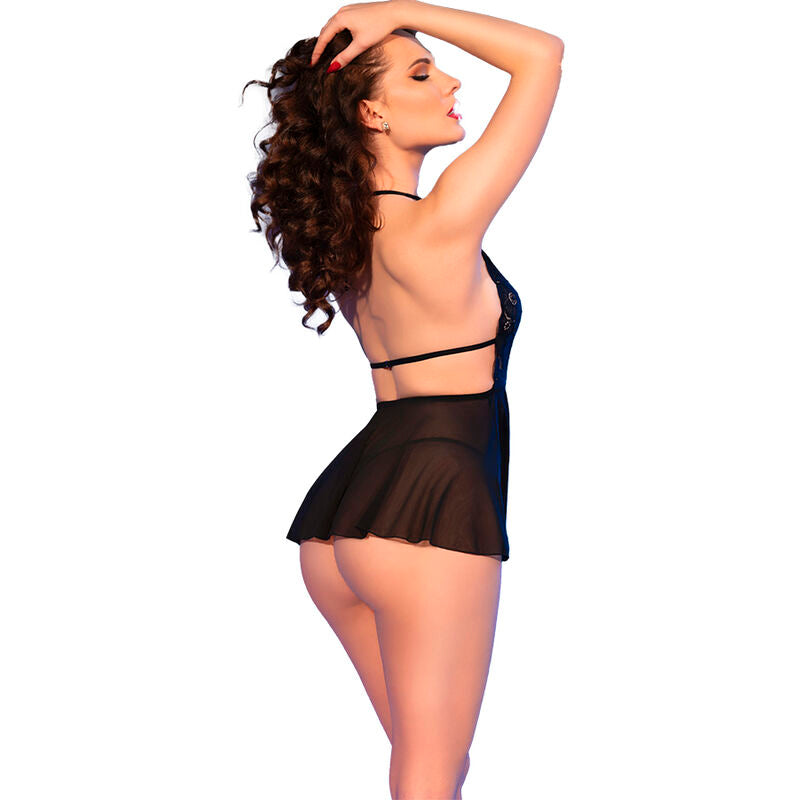 CHILIROSE - CR 4720 BABYDOLL & THONG BLACK XL - NOCTURNA DESIRES