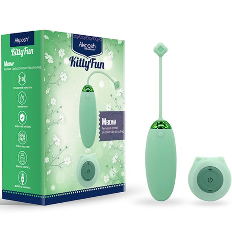 ARMONY - KITTY FUN EGG VIBRATOR REMOTE CONTROL 10 VIBRATIONS GREEN - NOCTURNA DESIRES