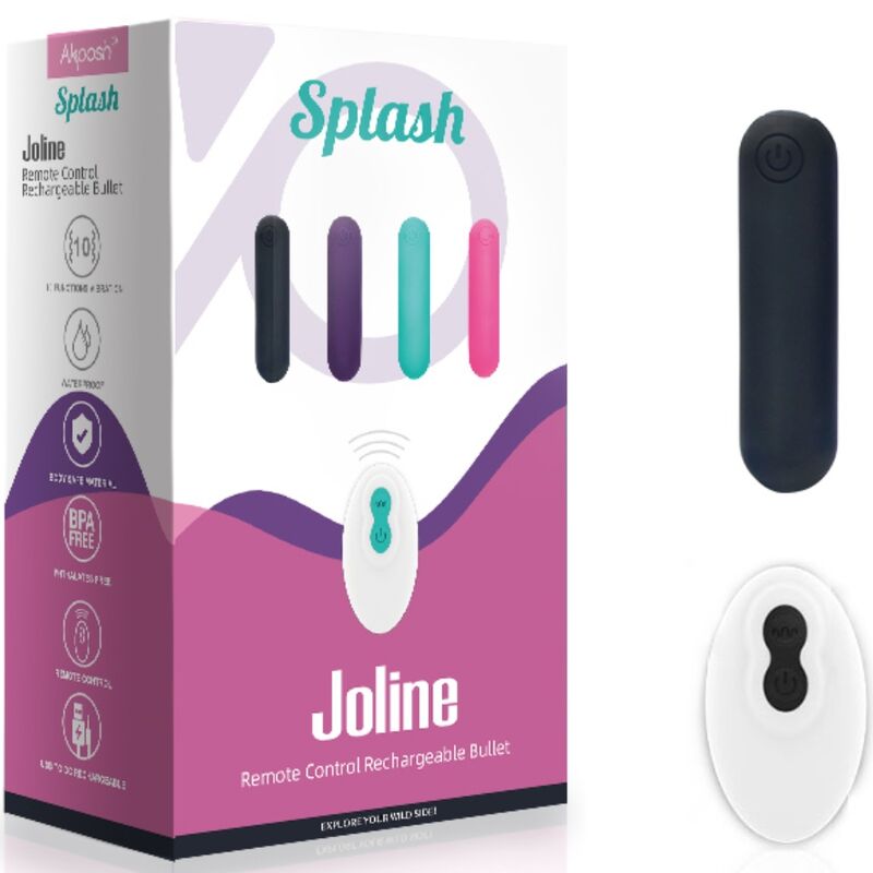 ARMONY - SPLASH JOLINE VIBRATOR BULLET SILICONE REMOTE CONTROL 10 VIBRATIONS 65 X 15 CM BLACK - NOCTURNA DESIRES