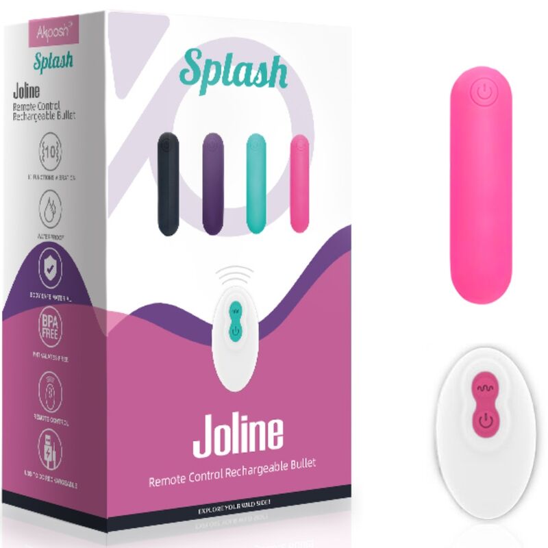 ARMONY - SPLASH JOLINE VIBRATOR BULLET SILICONE REMOTE CONTROL 10 VIBRATIONS 65 X 15 CM PINK - NOCTURNA DESIRES