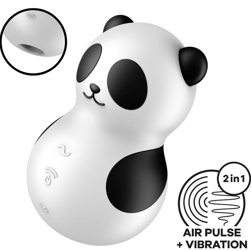 SATISFYER - POCKET PANDA STIMULATOR & VIBRATOR BLACK AND WHITE - NOCTURNA DESIRES