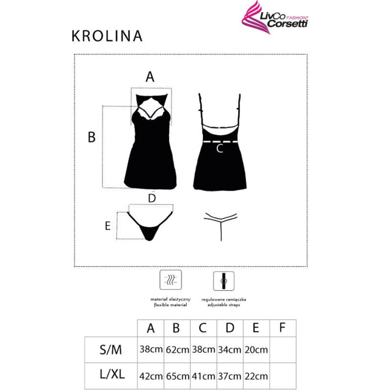 LIVCO CORSETTI FASHION - KROLINA LC 90734 CHEMISE + THONG BLACK S/M - NOCTURNA DESIRES