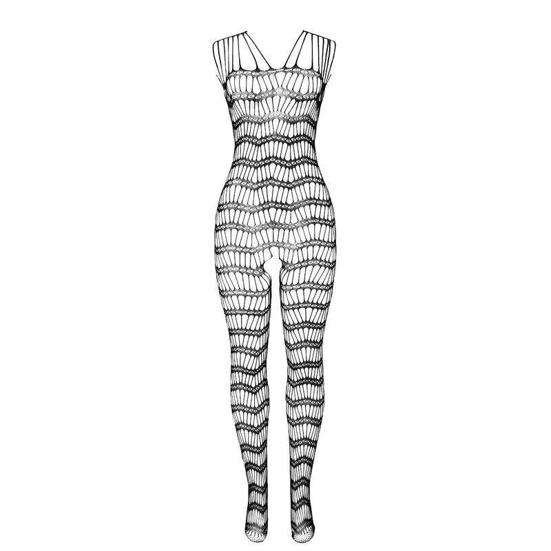 SUBBLIME - 951696 FISHNET CROTCHLESS BODYSTOCKING WITH STRAPS ON THE SHOULDERS BLACK ONE SIZE - NOCTURNA DESIRES