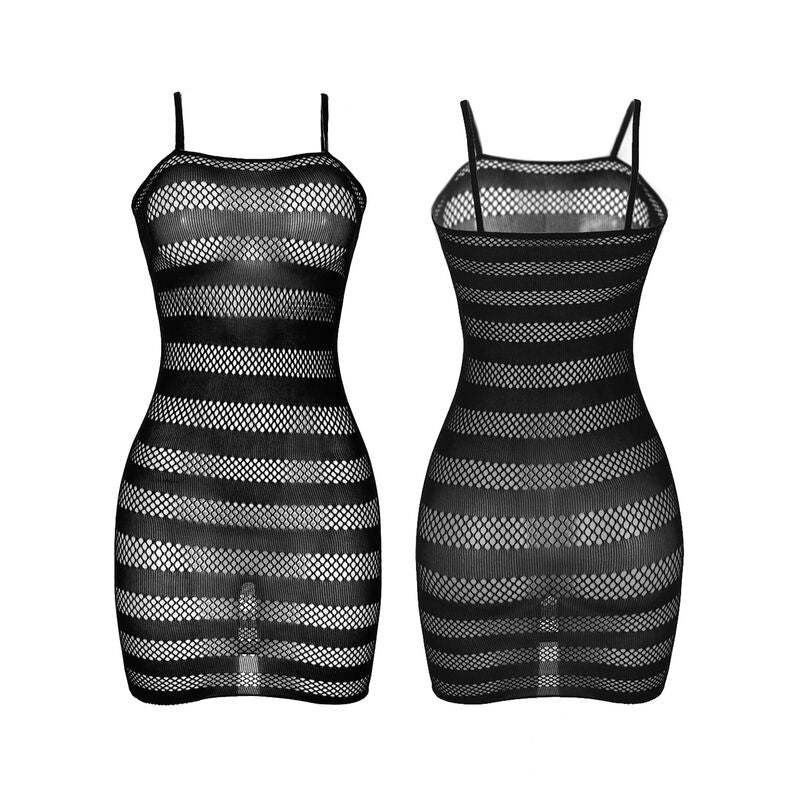 SUBBLIME - 951733 FISHNET DRESS WITH BLACK STRIPES ONE SIZE - NOCTURNA DESIRES