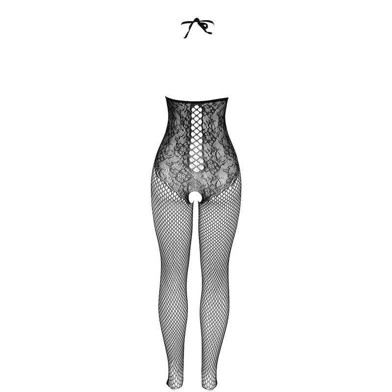 SUBBLIME - 951849 OPEN CUP FISHNET BODYSTOCKING AND HALTER NECK BLACK ONE SIZE - NOCTURNA DESIRES