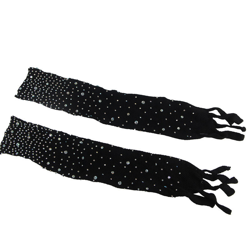 SUBBLIME - 952174 FISHNET BODYSTOCKING WITH GLOVES AND DIAMONDS BLACK ONE SIZE - NOCTURNA DESIRES