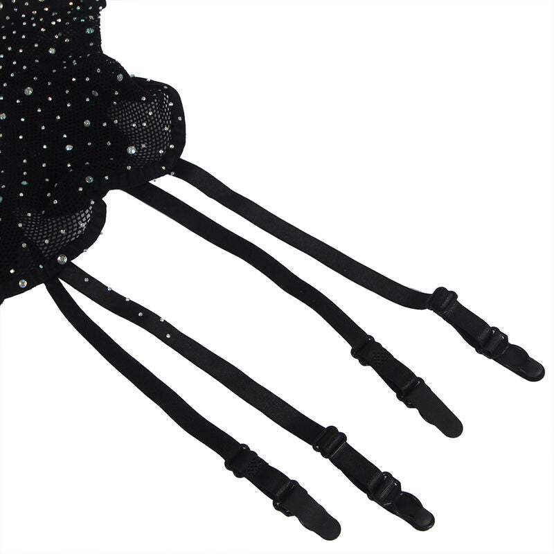 SUBBLIME - 952174 FISHNET BODYSTOCKING WITH GLOVES AND DIAMONDS BLACK ONE SIZE - NOCTURNA DESIRES