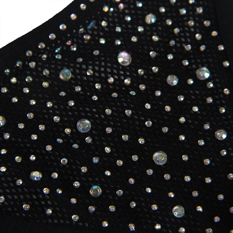 SUBBLIME - 952174 FISHNET BODYSTOCKING WITH GLOVES AND DIAMONDS BLACK ONE SIZE - NOCTURNA DESIRES