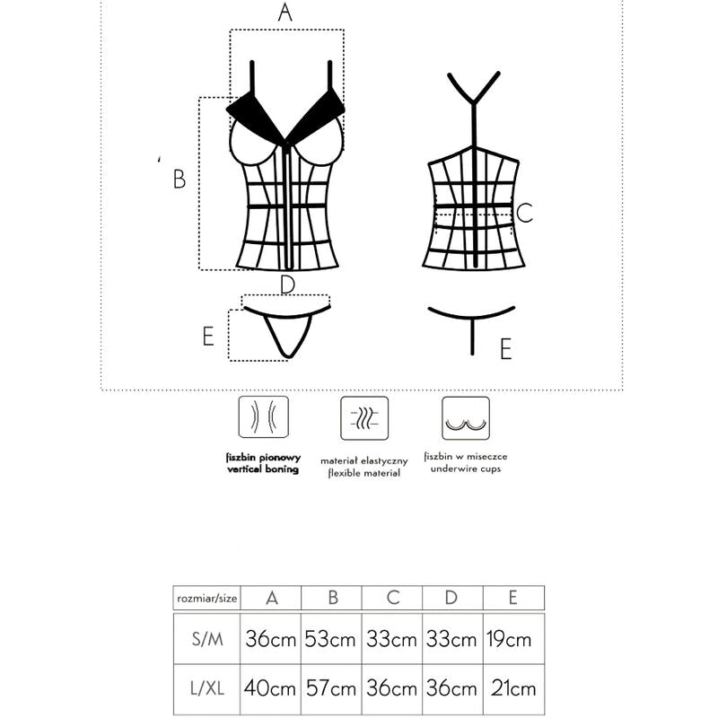 LIVCO CORSETTI FASHION - LAURA LC 20215 CORSET + THONG L/XL - NOCTURNA DESIRES