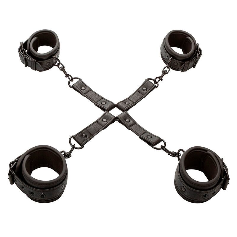 CALEXOTICS - NOCTURNAL HOG TIE CONNECTOR CUERO AJUSTABLE BLACK - NOCTURNA DESIRES