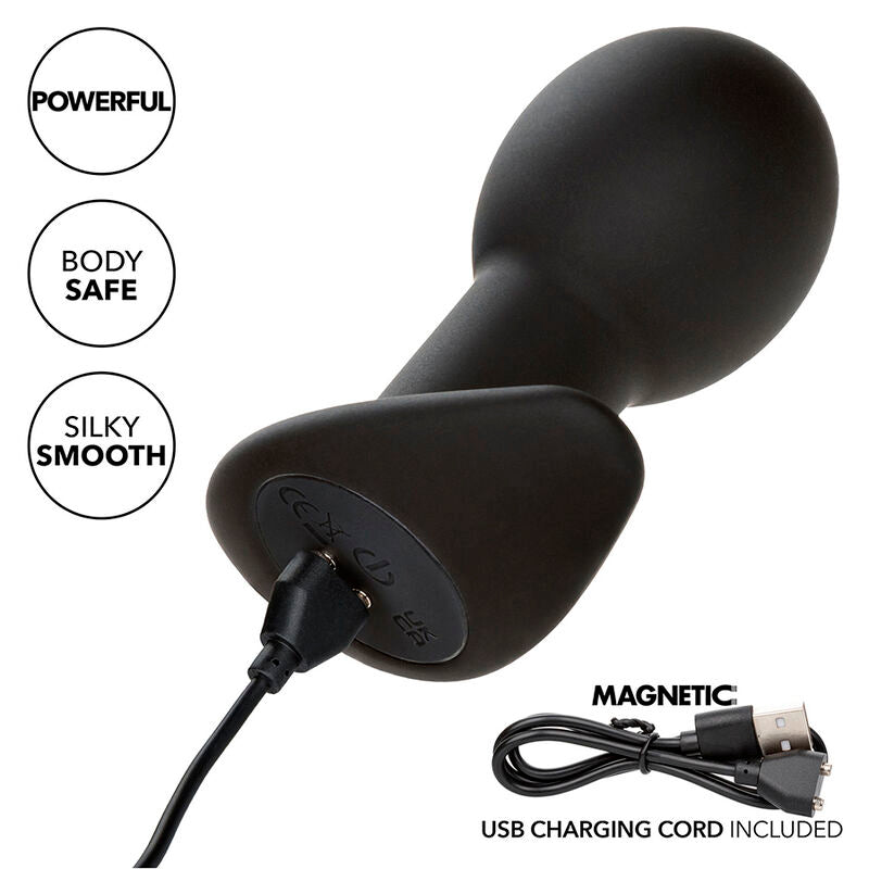CALEXOTICS - ROCK BOTTOM ANAL PLUG 10 VIBRATIONS SILICONE BLACK - NOCTURNA DESIRES
