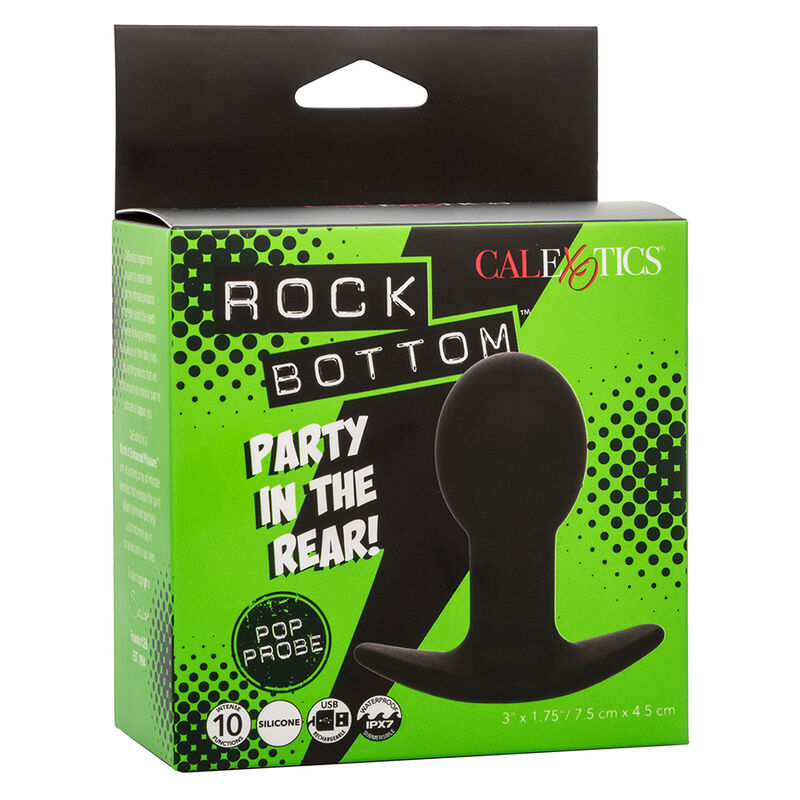 CALEXOTICS - ROCK BOTTOM ANAL PLUG 10 VIBRATIONS SILICONE BLACK - NOCTURNA DESIRES