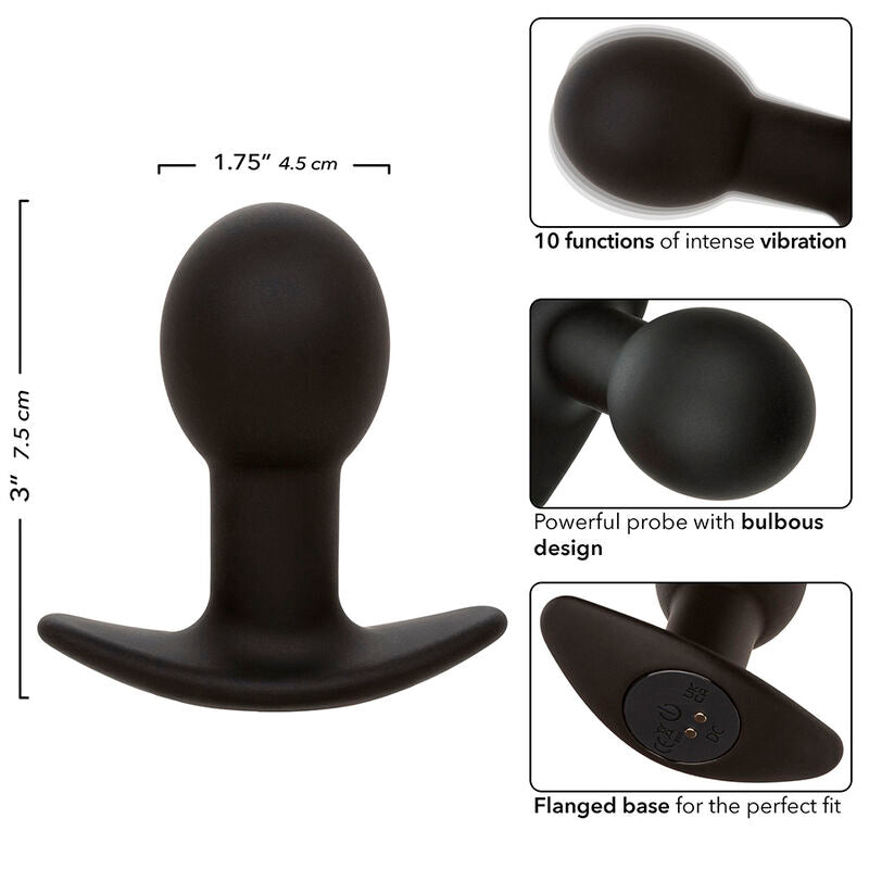 CALEXOTICS - ROCK BOTTOM ANAL PLUG 10 VIBRATIONS SILICONE BLACK - NOCTURNA DESIRES