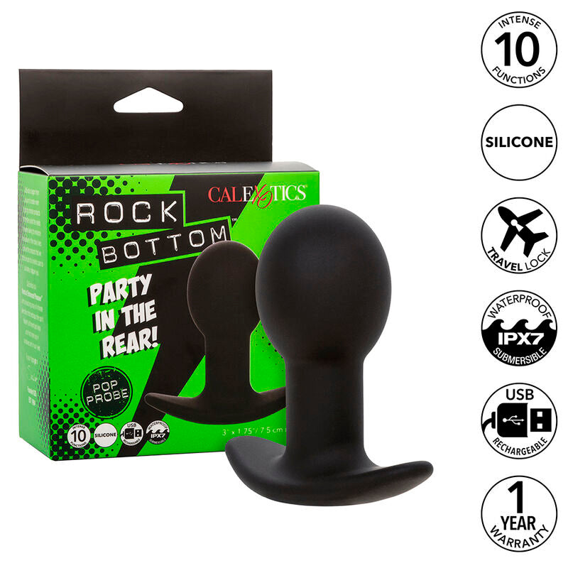 CALEXOTICS - ROCK BOTTOM ANAL PLUG 10 VIBRATIONS SILICONE BLACK - NOCTURNA DESIRES
