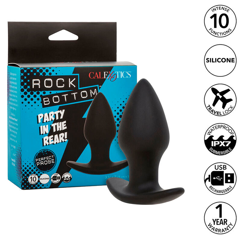 CALEXOTICS - ROCK BOTTOM PERFECT ANAL PLUG 10 VIBRATIONS SILICONE BLACK - NOCTURNA DESIRES