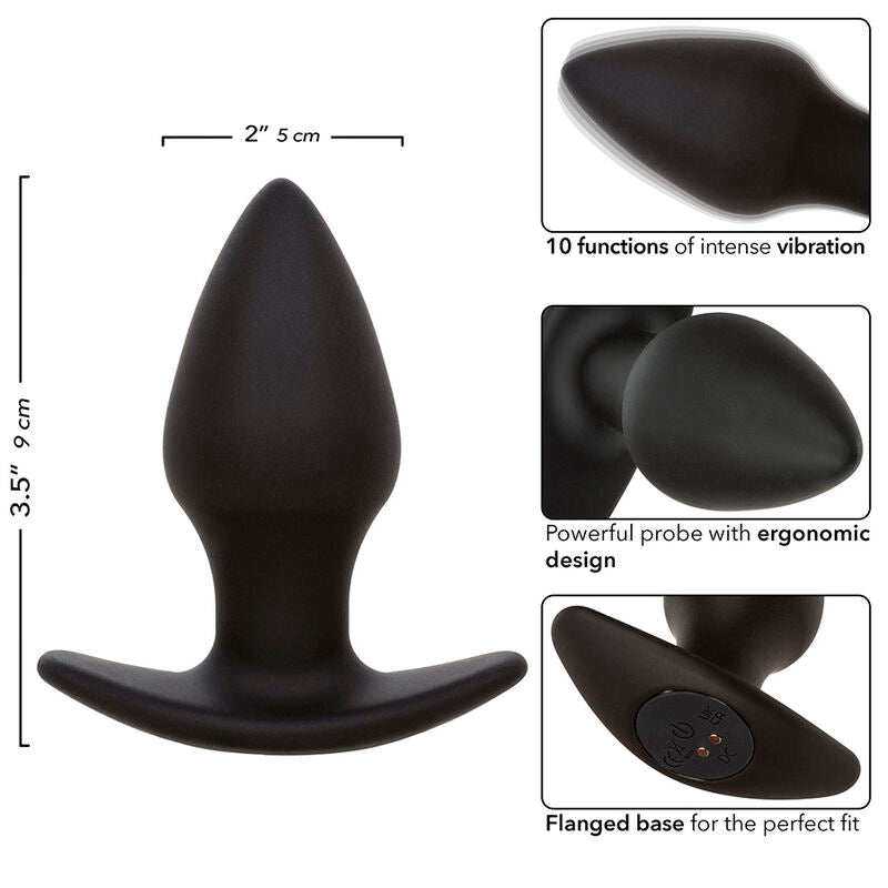 CALEXOTICS - ROCK BOTTOM PERFECT ANAL PLUG 10 VIBRATIONS SILICONE BLACK - NOCTURNA DESIRES