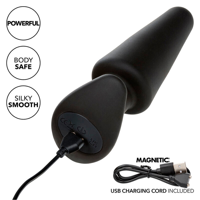 CALEXOTICS - ROCK BOTTOM TAPERED ANAL PLUG 10 VIBRACIONES SILICONE BLACK - NOCTURNA DESIRES