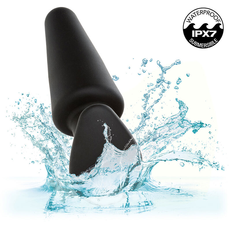 CALEXOTICS - ROCK BOTTOM TAPERED ANAL PLUG 10 VIBRACIONES SILICONE BLACK - NOCTURNA DESIRES