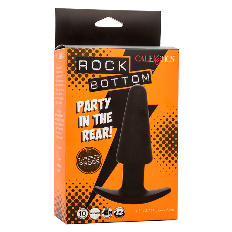 CALEXOTICS - ROCK BOTTOM TAPERED ANAL PLUG 10 VIBRACIONES SILICONE BLACK - NOCTURNA DESIRES