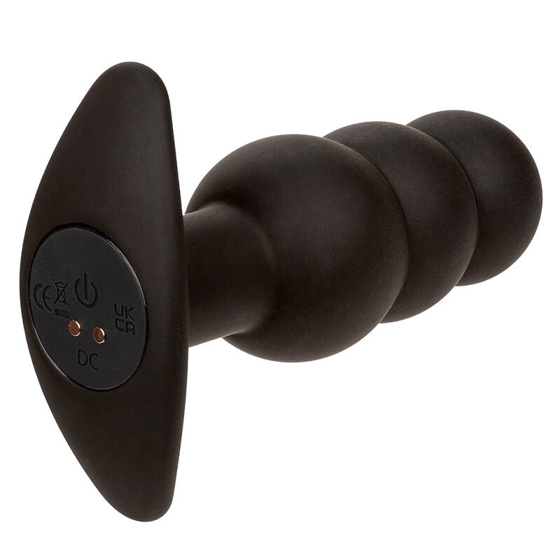 CALEXOTICS - ROCK BOTTOM BEADED ANAL PLUG 10 VIBRATIONS SILICONE BLACK - NOCTURNA DESIRES