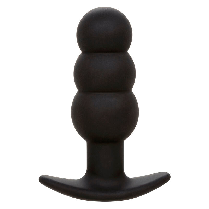 CALEXOTICS - ROCK BOTTOM BEADED ANAL PLUG 10 VIBRATIONS SILICONE BLACK - NOCTURNA DESIRES