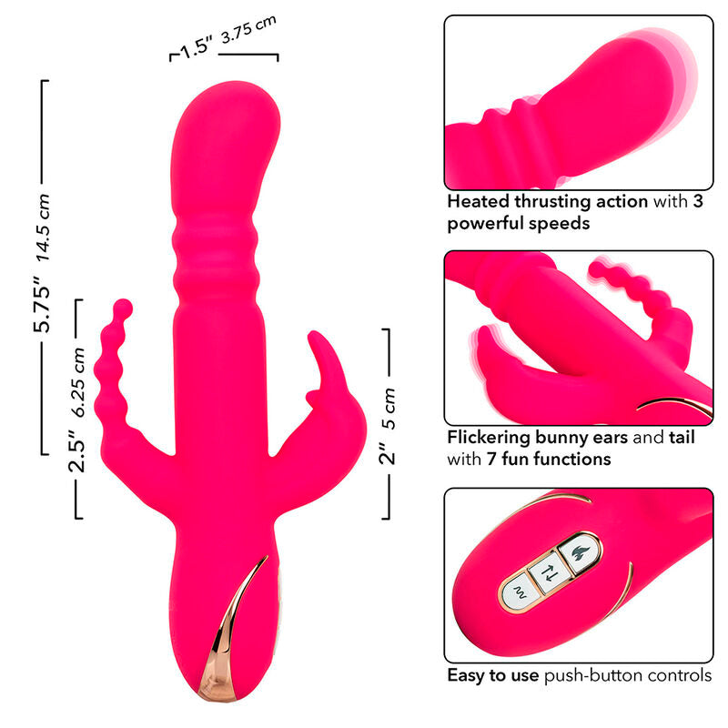 CALEXOTICS - JACK FANTASY TRIPLE HEATED VIBRATOR RABBIT PINK - NOCTURNA DESIRES