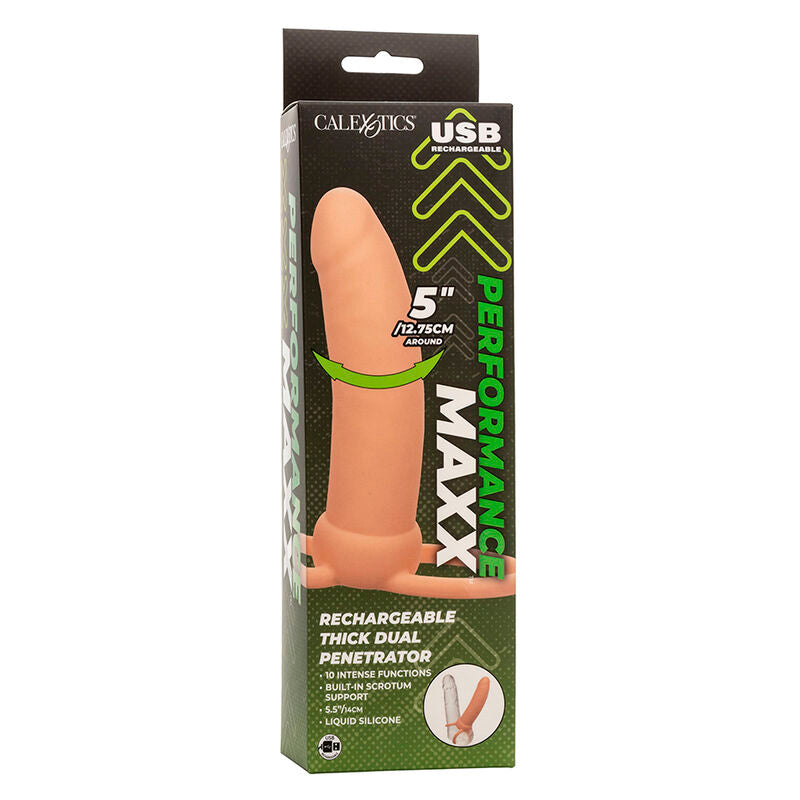 CALEXOTICS - MAXX THICK DUAL PENETRATOR 10 VIBRATIONS FLESH - NOCTURNA DESIRES
