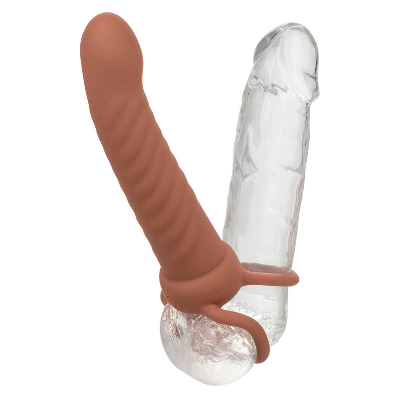 CALEXOTICS - MAXX RIBBED DUAL PENETRATOR 10 VIBRATIONS BROWN - NOCTURNA DESIRES