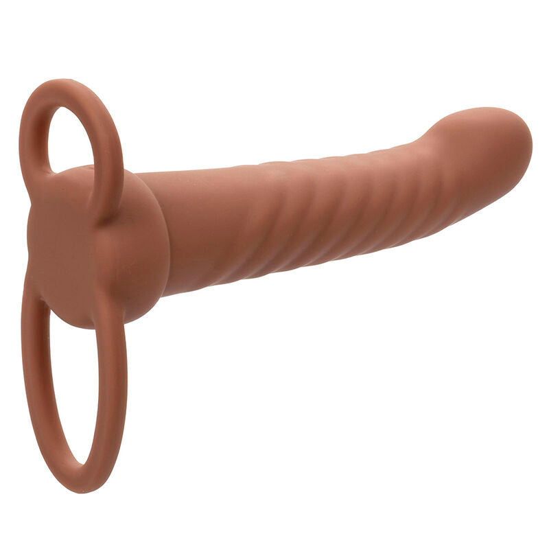 CALEXOTICS - MAXX RIBBED DUAL PENETRATOR 10 VIBRATIONS BROWN - NOCTURNA DESIRES