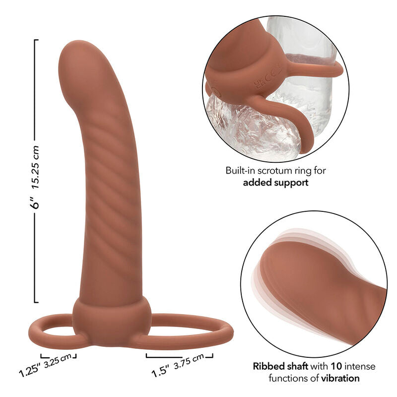 CALEXOTICS - MAXX RIBBED DUAL PENETRATOR 10 VIBRATIONS BROWN - NOCTURNA DESIRES