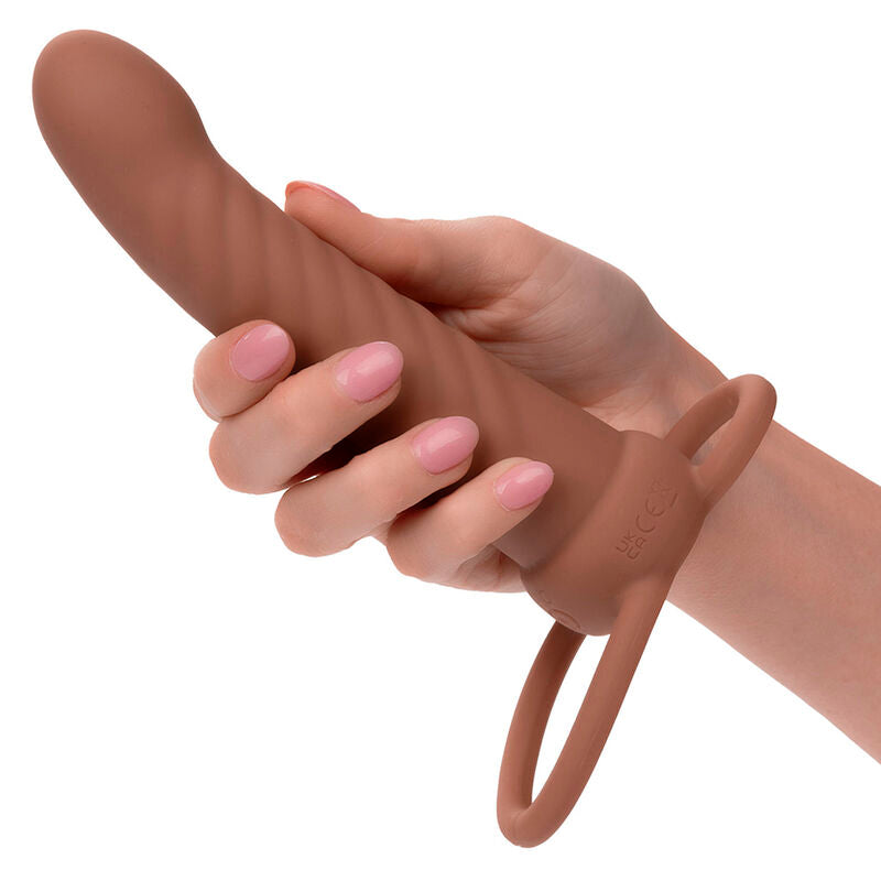 CALEXOTICS - MAXX RIBBED DUAL PENETRATOR 10 VIBRATIONS BROWN - NOCTURNA DESIRES