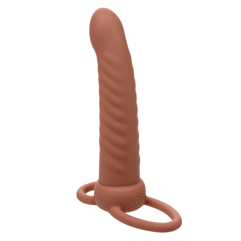 CALEXOTICS - MAXX RIBBED DUAL PENETRATOR 10 VIBRATIONS BROWN - NOCTURNA DESIRES