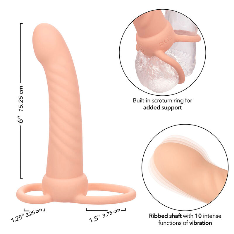 CALEXOTICS - MAXX RIBBED DUAL PENETRATOR 10 VIBRATIONS FLESH - NOCTURNA DESIRES