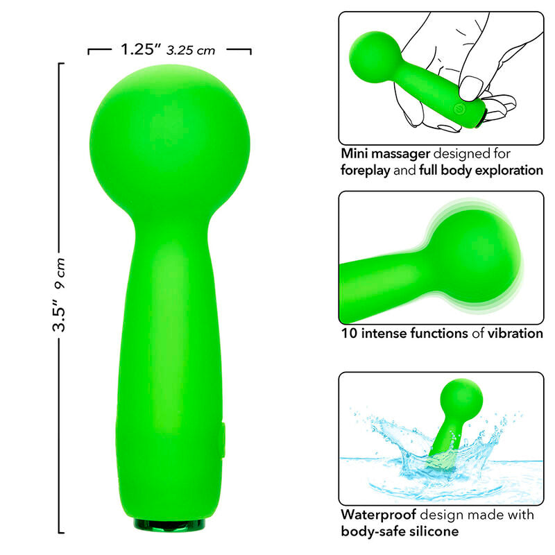 CALEXOTICS - NEON VIBES THE BUBBLY VIBE MINI MASSAGER 10 VIBRATIONS GREEN - NOCTURNA DESIRES