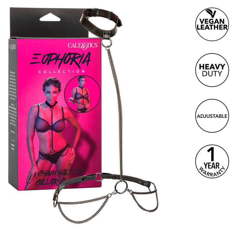 CALEXOTICS - EUPHORIA CHAIN HALTER COLLAR & LEASH - NOCTURNA DESIRES