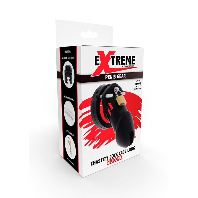HIDDEN DESIRE - EXTREME CHASTITY COCK CAGE SILICONE SIZE L BLACK - NOCTURNA DESIRES