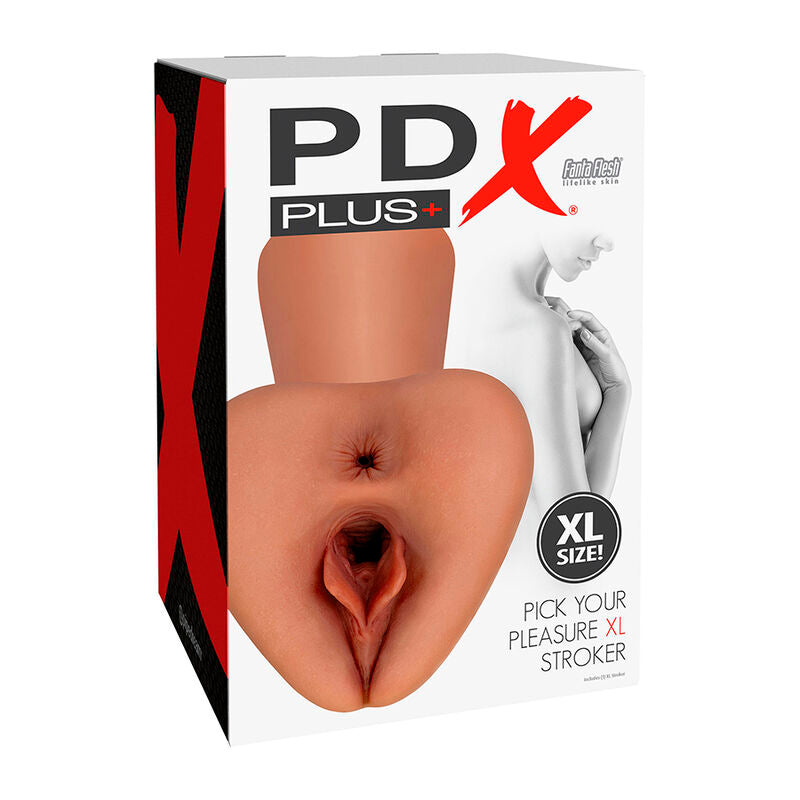 PDX PLUS - PICK YOUR PLEASURE XL REALISTIC STROKER BROWN - NOCTURNA DESIRES