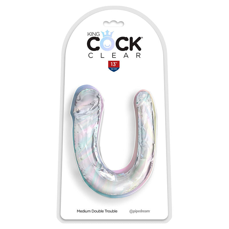 KING COCK - DOUBLE TROUBLE DOUBLE DILDO 33 CM CLEAR - NOCTURNA DESIRES