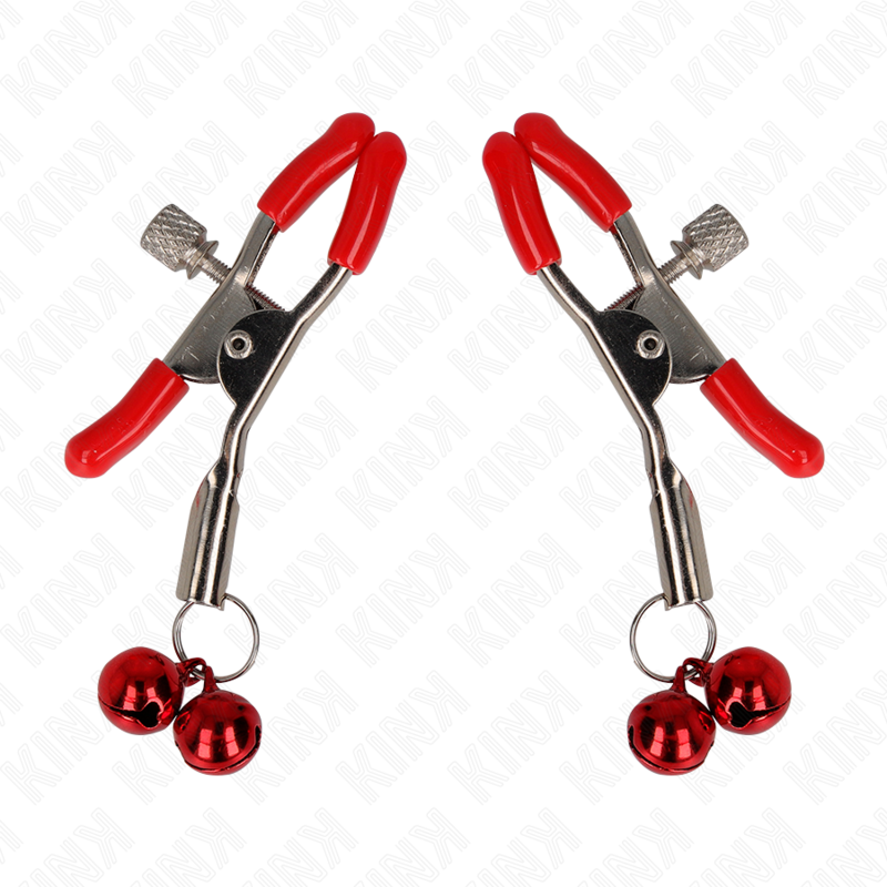 KINK - RED DOUBLE BELL NIPPLE CLAMP RED 6 CM - NOCTURNA DESIRES
