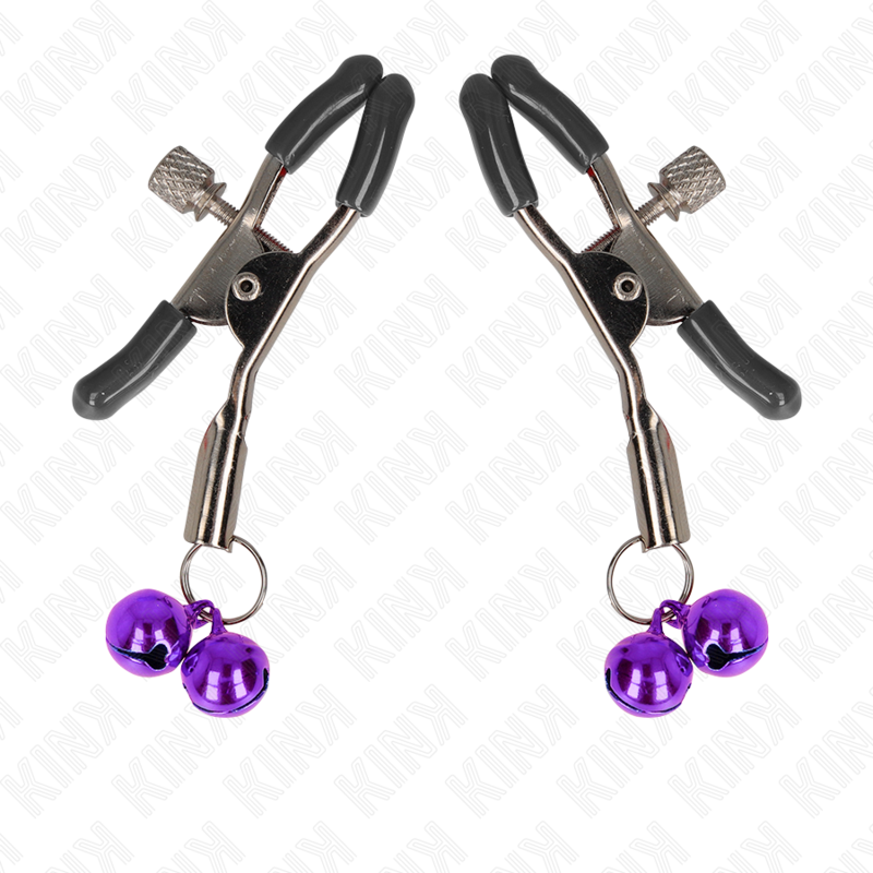 KINK - DOUBLE BELL NIPPLE CLAMP PURPLE 6 CM - NOCTURNA DESIRES