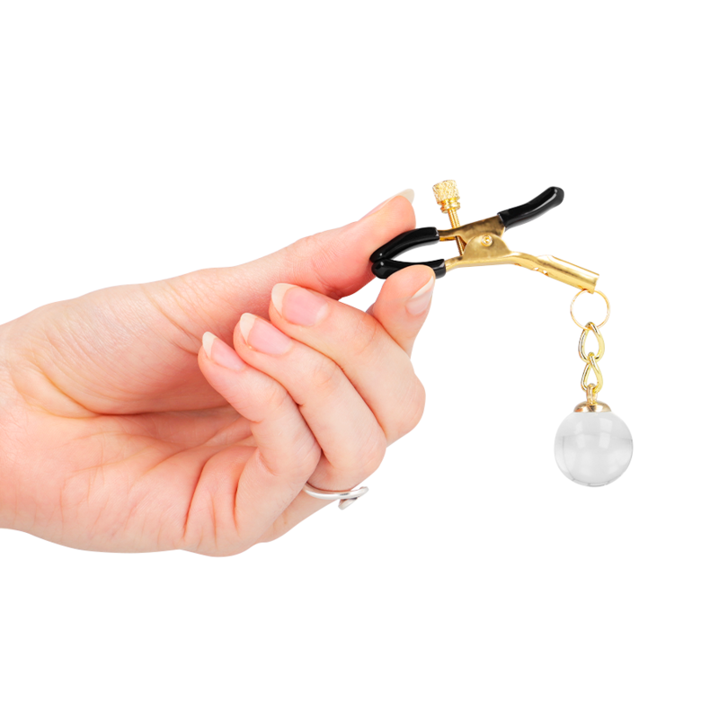 KINK - GLASS BEAD NIPPLE CLAMPS GOLD 6 CM - NOCTURNA DESIRES