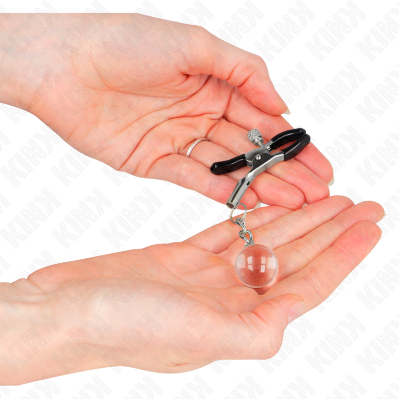 KINK - GLASS BEAD NIPPLE CLAMPS SILVER 6 CM - NOCTURNA DESIRES