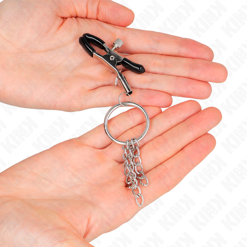 KINK - O RING NIPPLE CLAMP AND LITTLE CHAIN SILVER 6 CM - NOCTURNA DESIRES