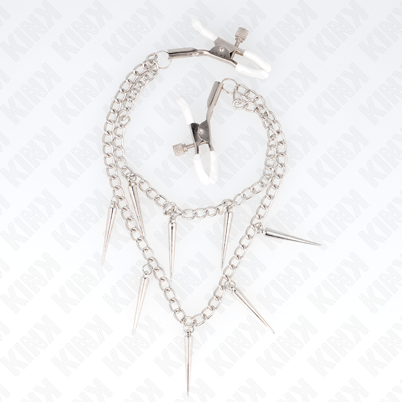 KINK - NIPPLE CLAMPS WITH SPIKES CHAINS 30 CM - NOCTURNA DESIRES