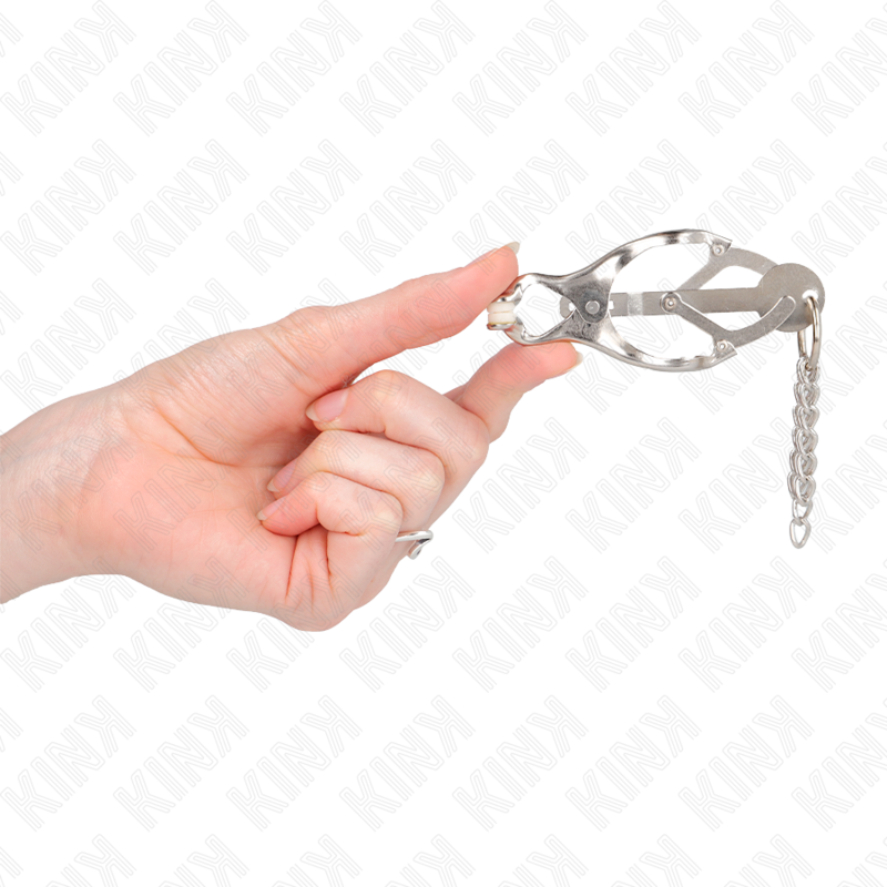 KINK - JAPANESE CLOVER NIPPLE CLAMPS WITH LITTLE CHAINS SILVER - NOCTURNA DESIRES