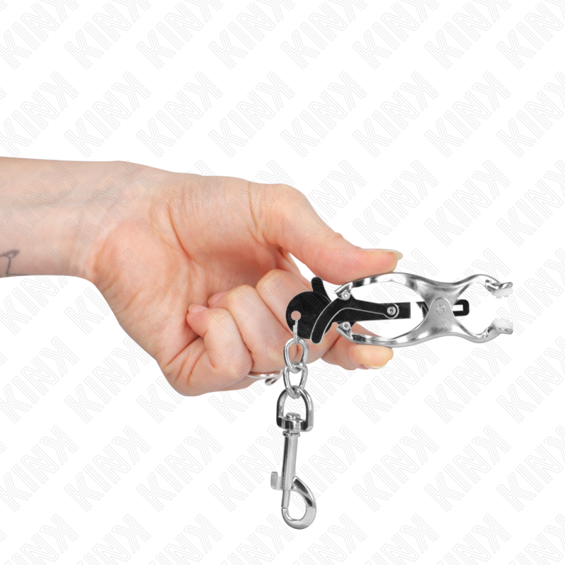 KINK - JAPANESE CLOVER NIPPLE CLAMPS WITH HOOKS SILVER - NOCTURNA DESIRES