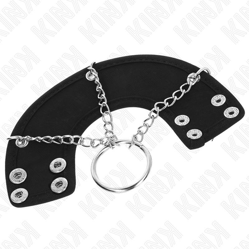KINK - PENIS RING 4 CM CHAIN 7 CM METAL WITH LEATHER BELT - NOCTURNA DESIRES