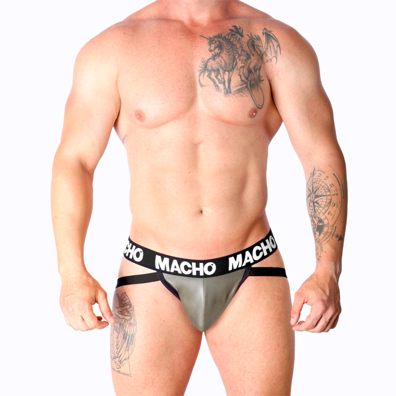 MACHO - MX27GR JOCK LEATHER GRAY BEIGE S - NOCTURNA DESIRES