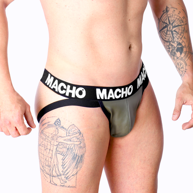 MACHO - MX27GR JOCK LEATHER GRAY BEIGE S - NOCTURNA DESIRES